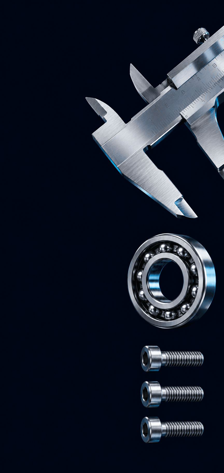 Precision measuring tools and polished industrial hardware