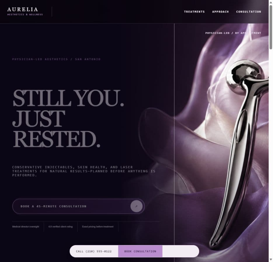 Aurelia original homepage design