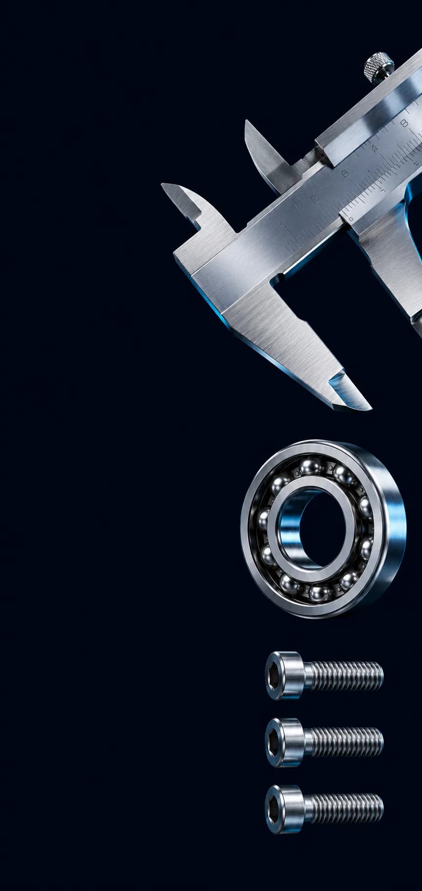 Precision measuring tools and polished industrial hardware