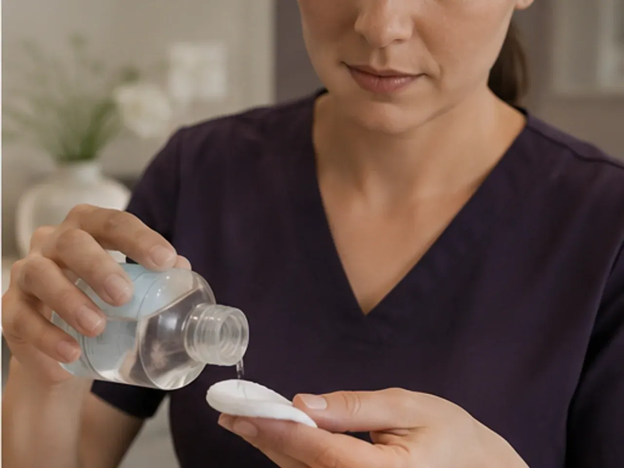 Skincare products being prepared on a tray