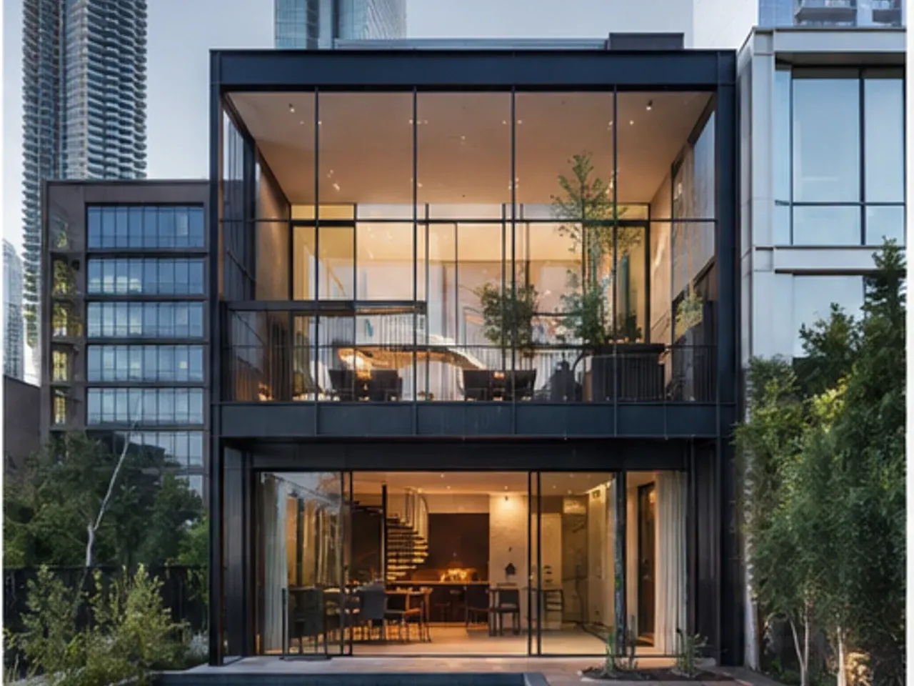 Modern Austin residence at dusk