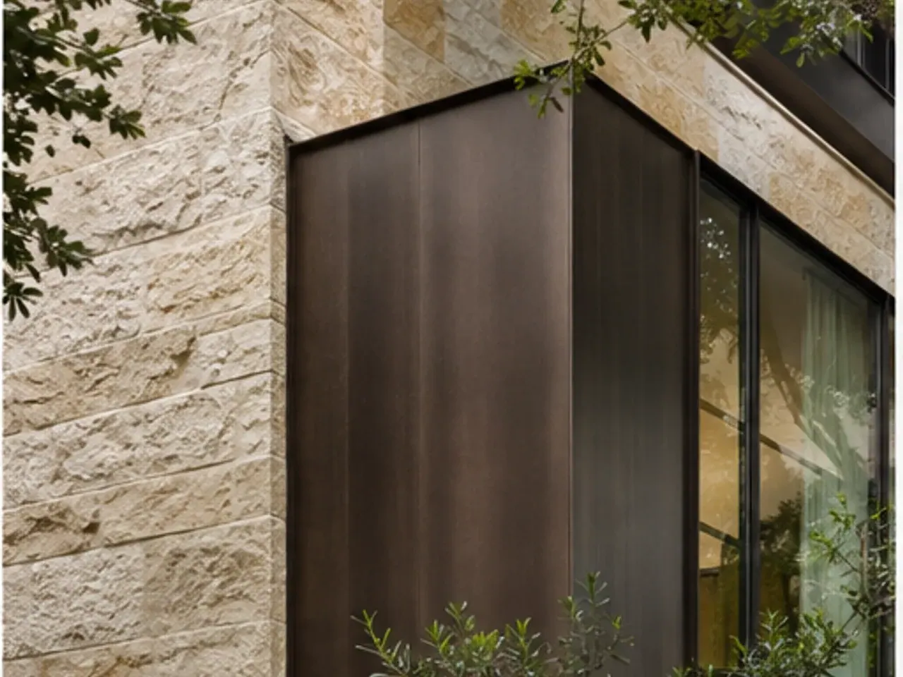 Limestone and bronze architectural detail